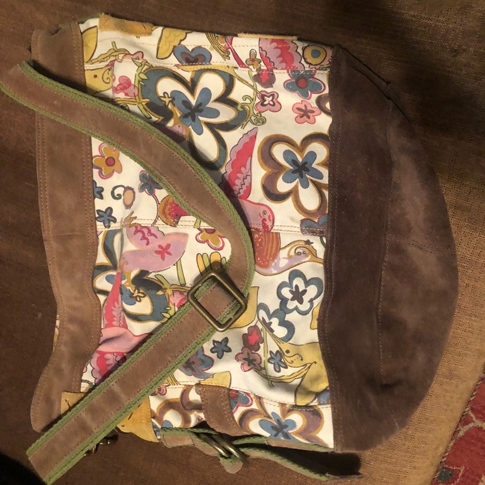 Lucky Brand Suede and Canvas Shoulder Bag